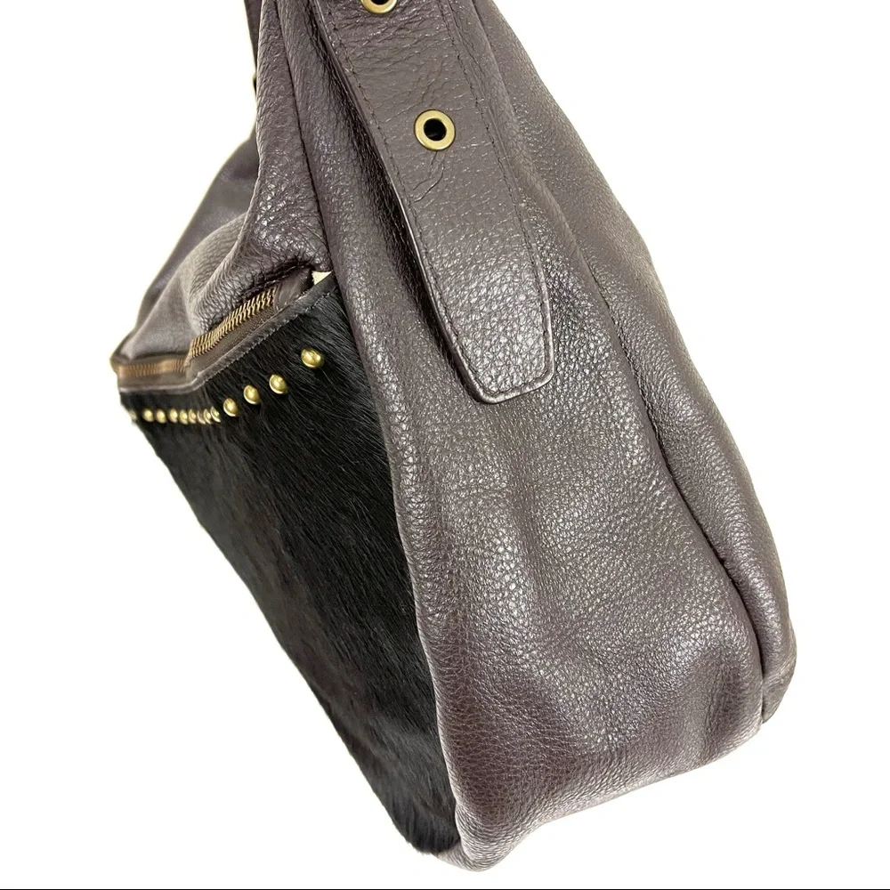 Aqua Madonna Calf Hair Leather Hobo Shoulder Bag